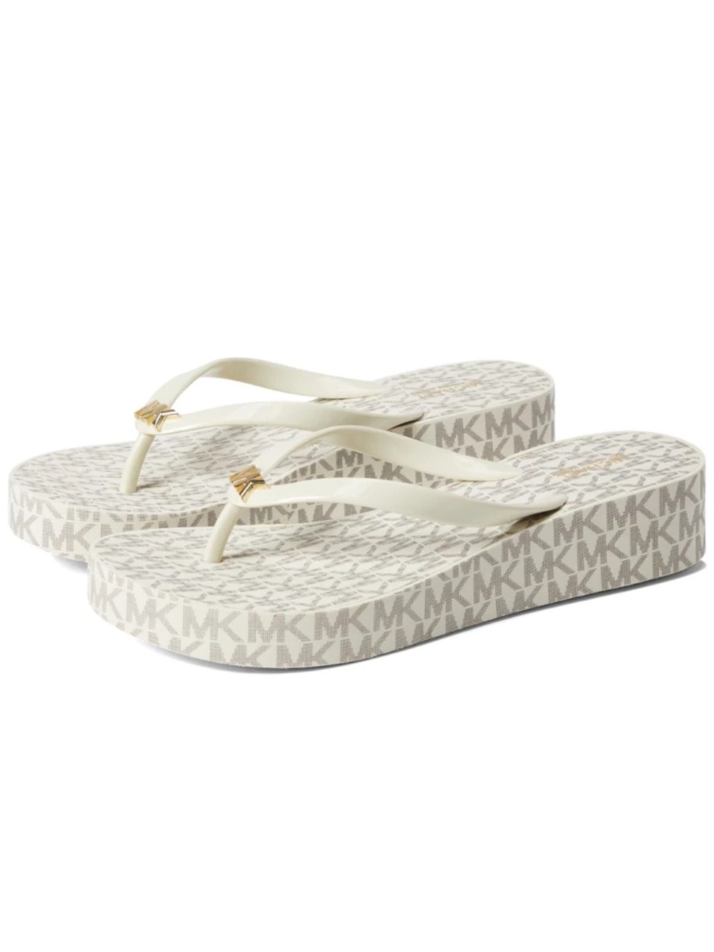 Michael Kors White Logo Platform Flip Flop Sandals size 8M